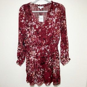 Socialite Burgundy and Pink Floral Mini Dress